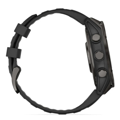 Garmin Fenix 8 Sapphire – 47 mm / AMOLED – Carbongraues DLC-Titan mit schwarzem Silikonarmband – Premium-Multisportuhr