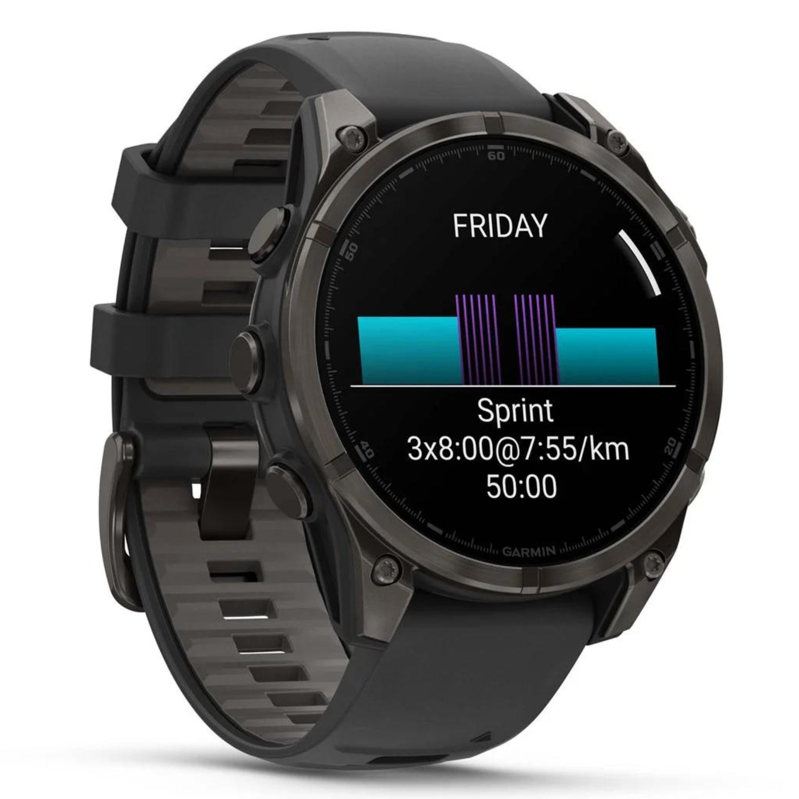 Garmin Fenix 8 Sapphire – 47 mm / AMOLED – Carbongraues DLC-Titan mit schwarzem Silikonarmband – Premium-Multisportuhr