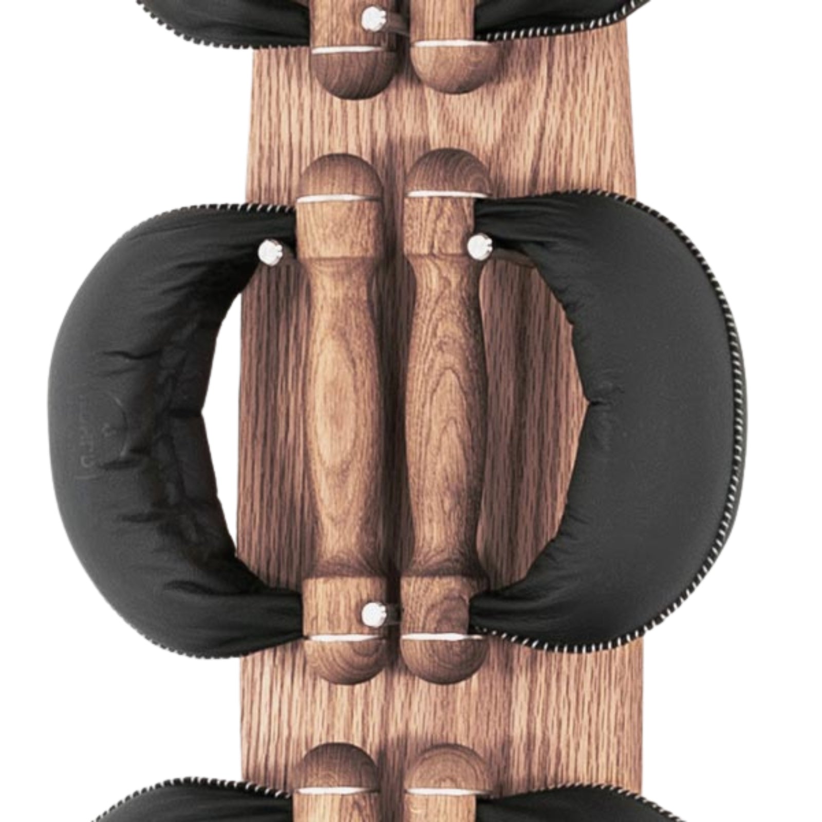 NOHRD Swing Board Set Vintage Oak – Kettlebells mit Wandaufbewahrung – gebeizte Eiche und Leder