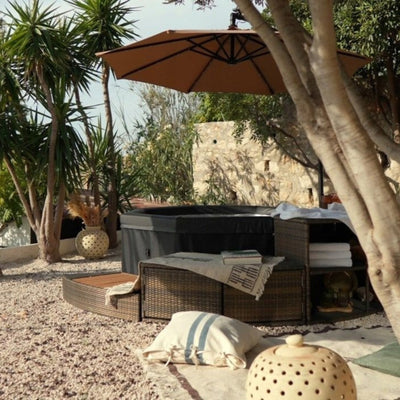 Netspa Jacuzzi / Spa Sonnenschirm - Ø 250 x H 250 cm, UV50+ Schutz, Stahlkonstruktion mit Epoxid-Schutzschicht & LED-Beleuchtung