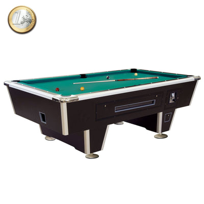 Zwarte professionele pooltafel met €1 muntinworp - Winsport Orlando 8FT - 254 x 142cm