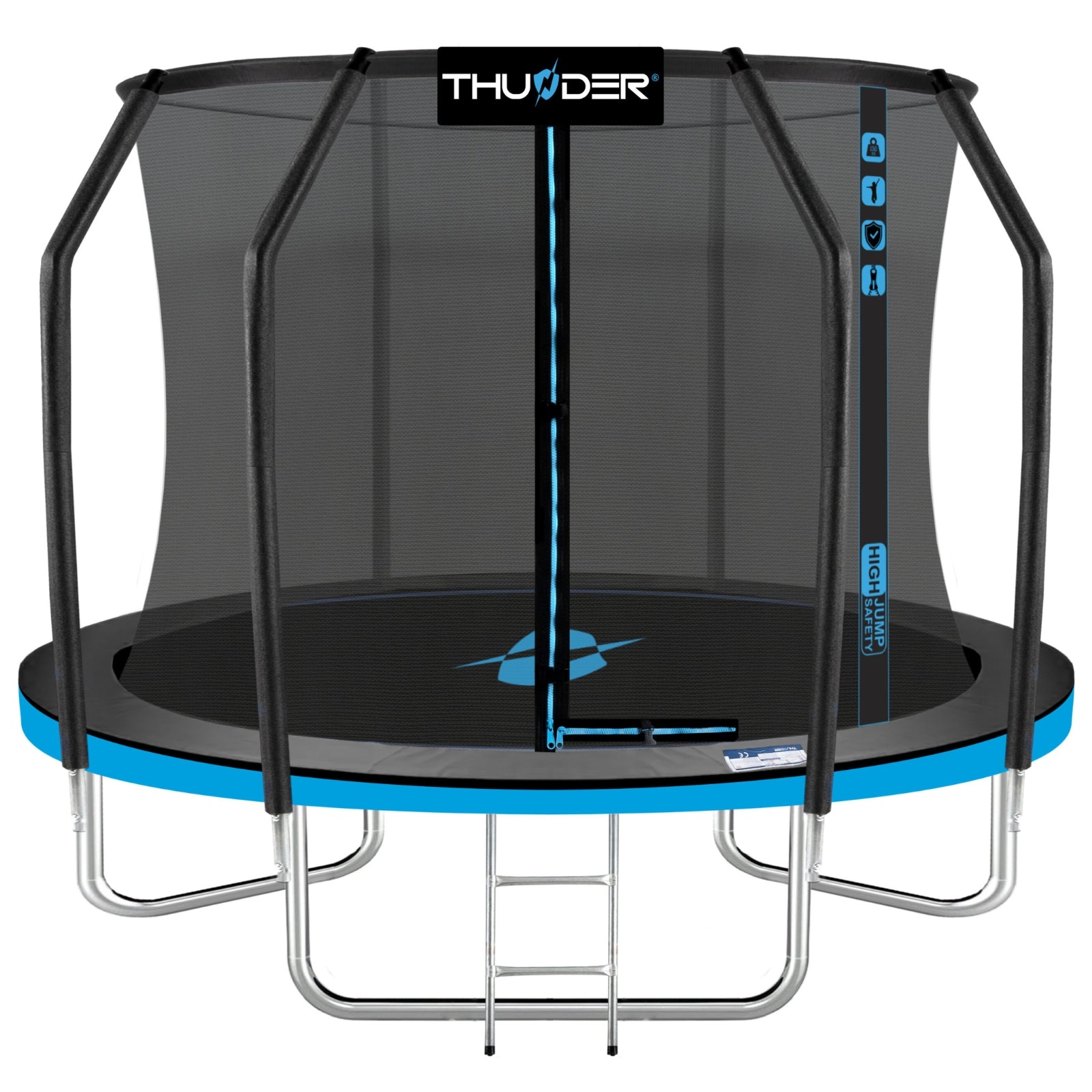 Thunder Deluxe opbouw trampoline rond (Ø244 cm) met net - blauw