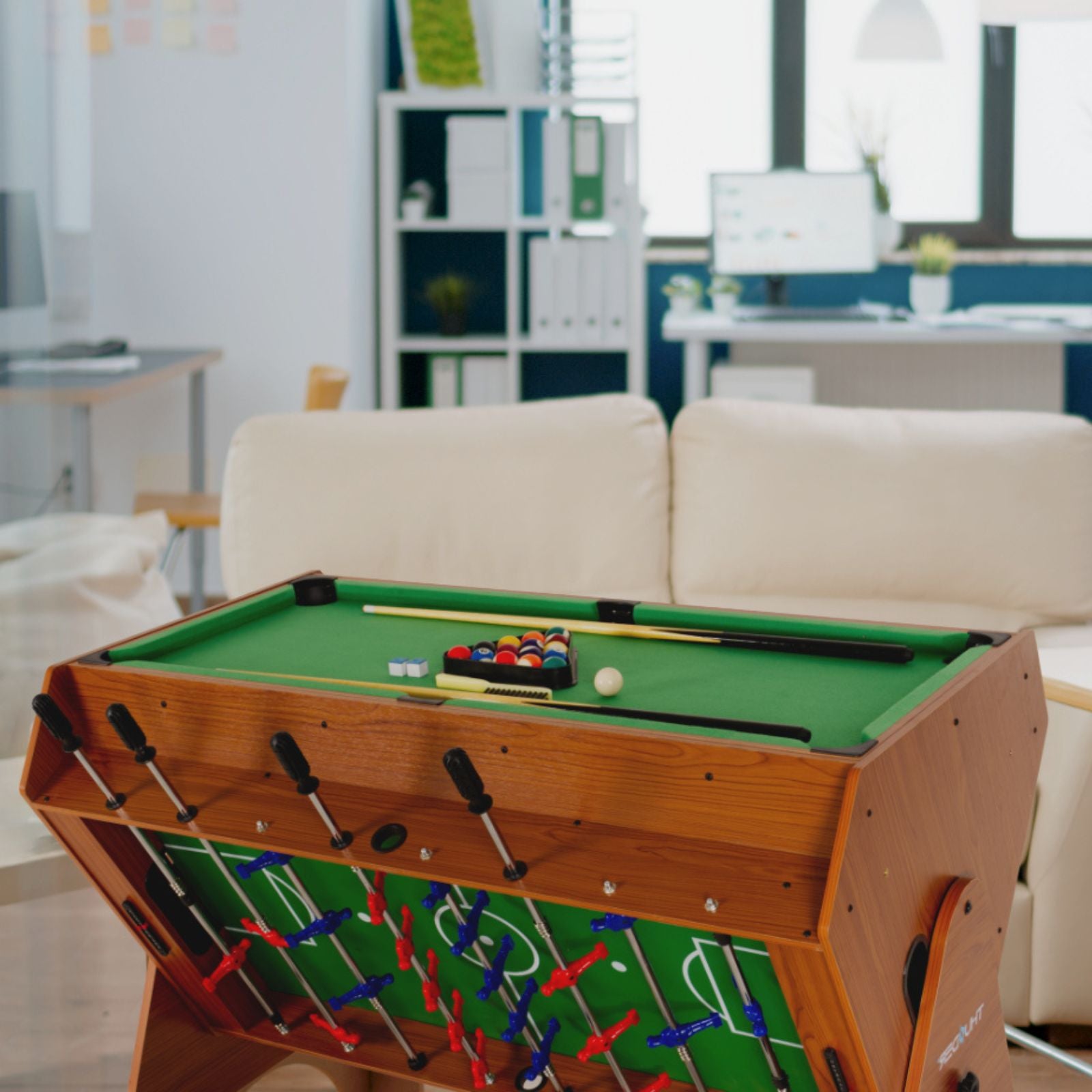 3-in-1 Drehbarer Spieltisch - Thunder Ultimate - Tischfußball / Airhockey / Billard