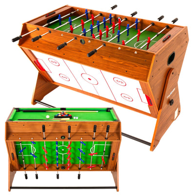 3-in-1 Drehbarer Spieltisch - Thunder Ultimate - Tischfußball / Airhockey / Billard