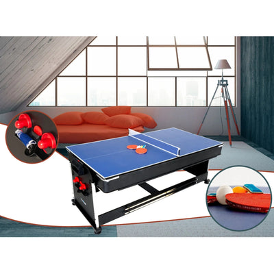 4-in-1 Multifunktionsspieltisch – Thunder Crush 7FT – Billardtisch / Airhockey / Tischtennis / Esstisch – 203 x 112 x 82 cm