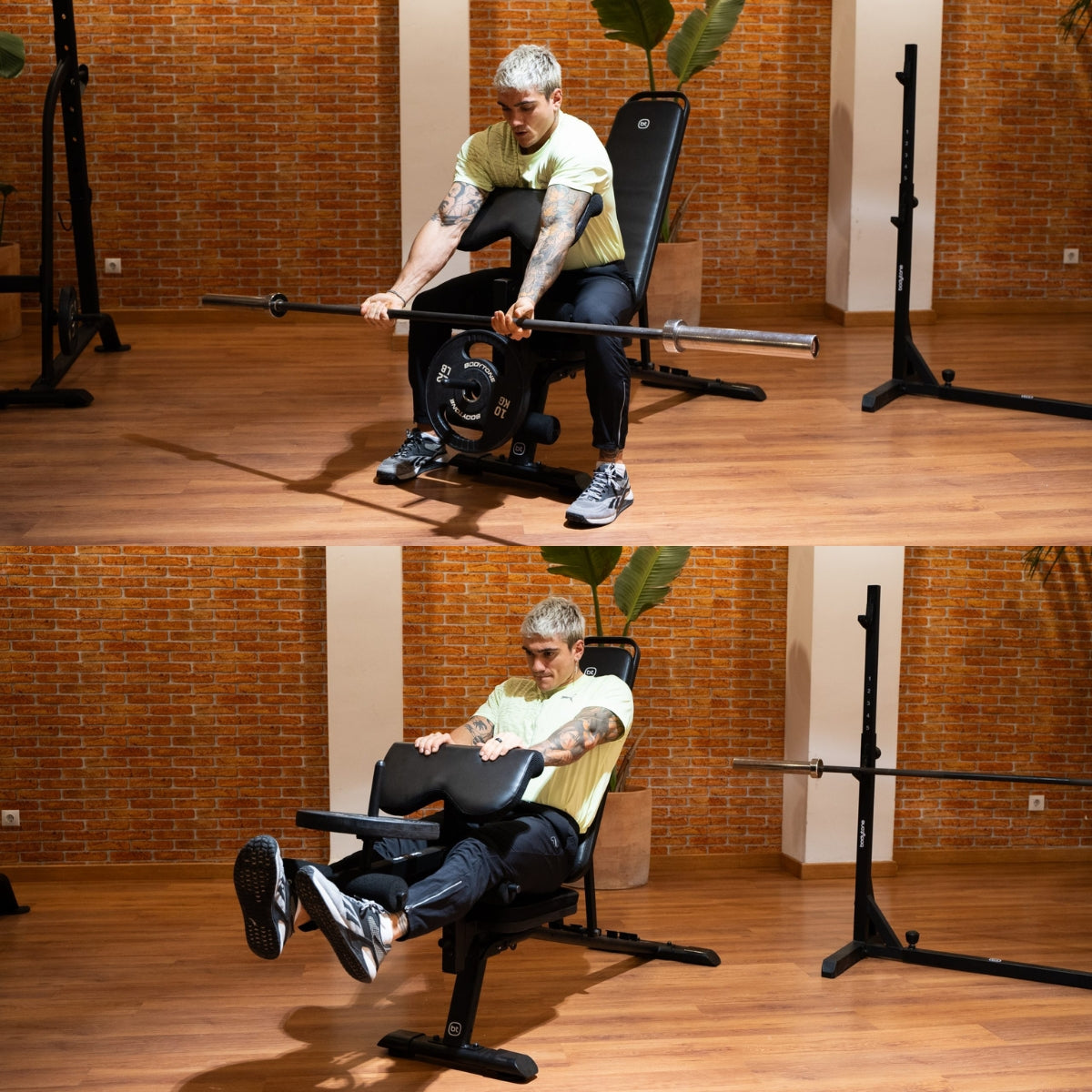 Bodytone HBC03 verstellbare Fitnessbank – (Neigung/Flach + Bizepscurls/Beincurls)