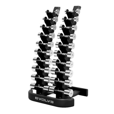 Evolve Fitness Chrom Hantelset mit 10 Stück Premium Hanteln – 1-10 kg