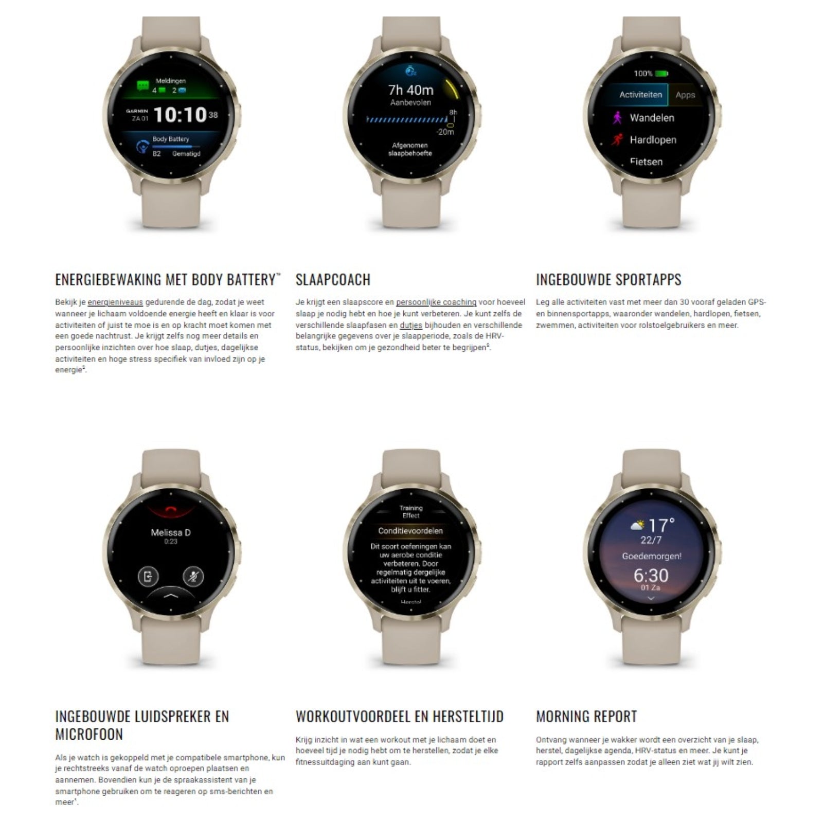 Garmin Venu 3S Soft Gold – 41 mm – Fitness- und Gesundheits-Smartwatch