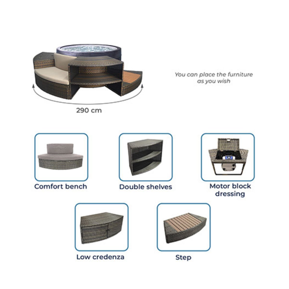 NetSpa Vita Aufputz-Spa mit Möbelset für 4 Personen