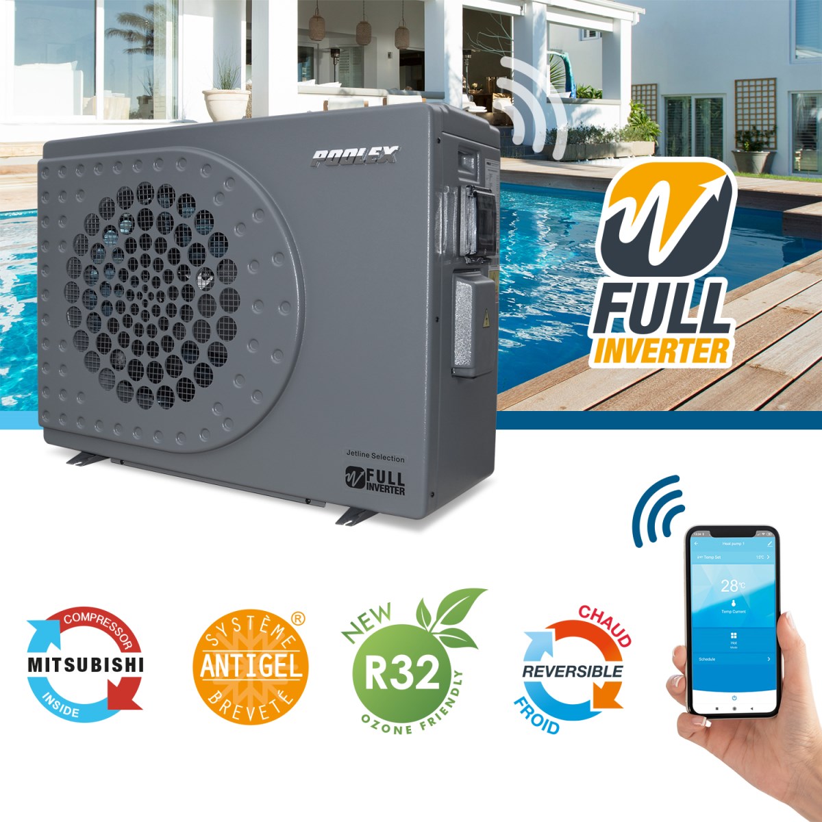 Poolex Jetline Selection Fi 210 Wärmepumpe für Schwimmbäder bis 80-110 m3