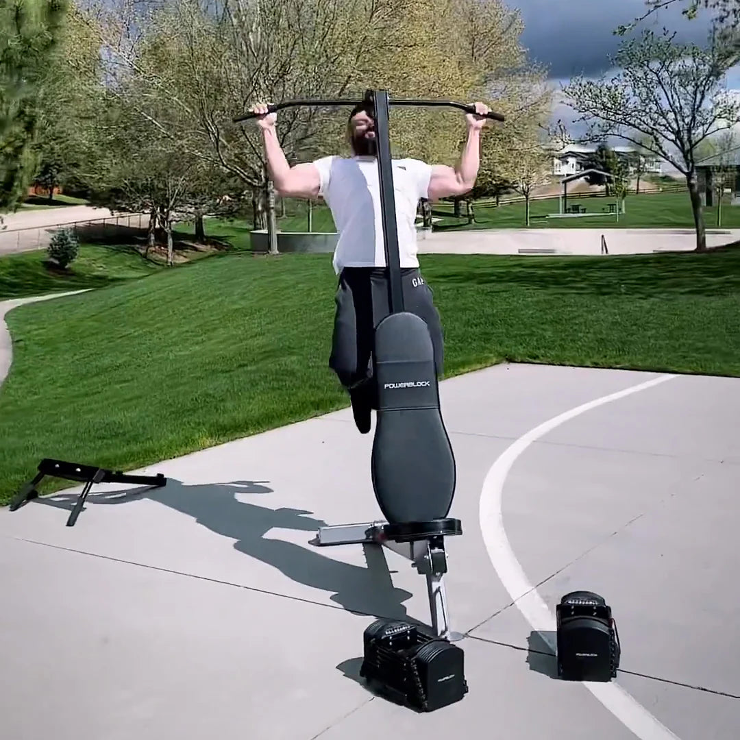 Powerblock Sport Bench Set PBBESP-SET verstellbare Bank mit Kinn-/Dip-/Bauchmuskelaufsätzen