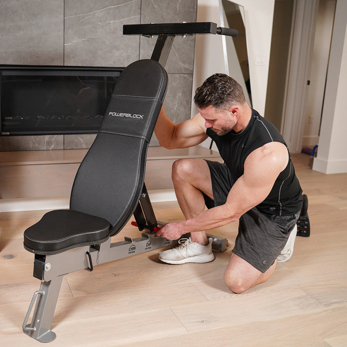 Powerblock Sport Bench Set PBBESP-SET verstellbare Bank mit Kinn-/Dip-/Bauchmuskelaufsätzen