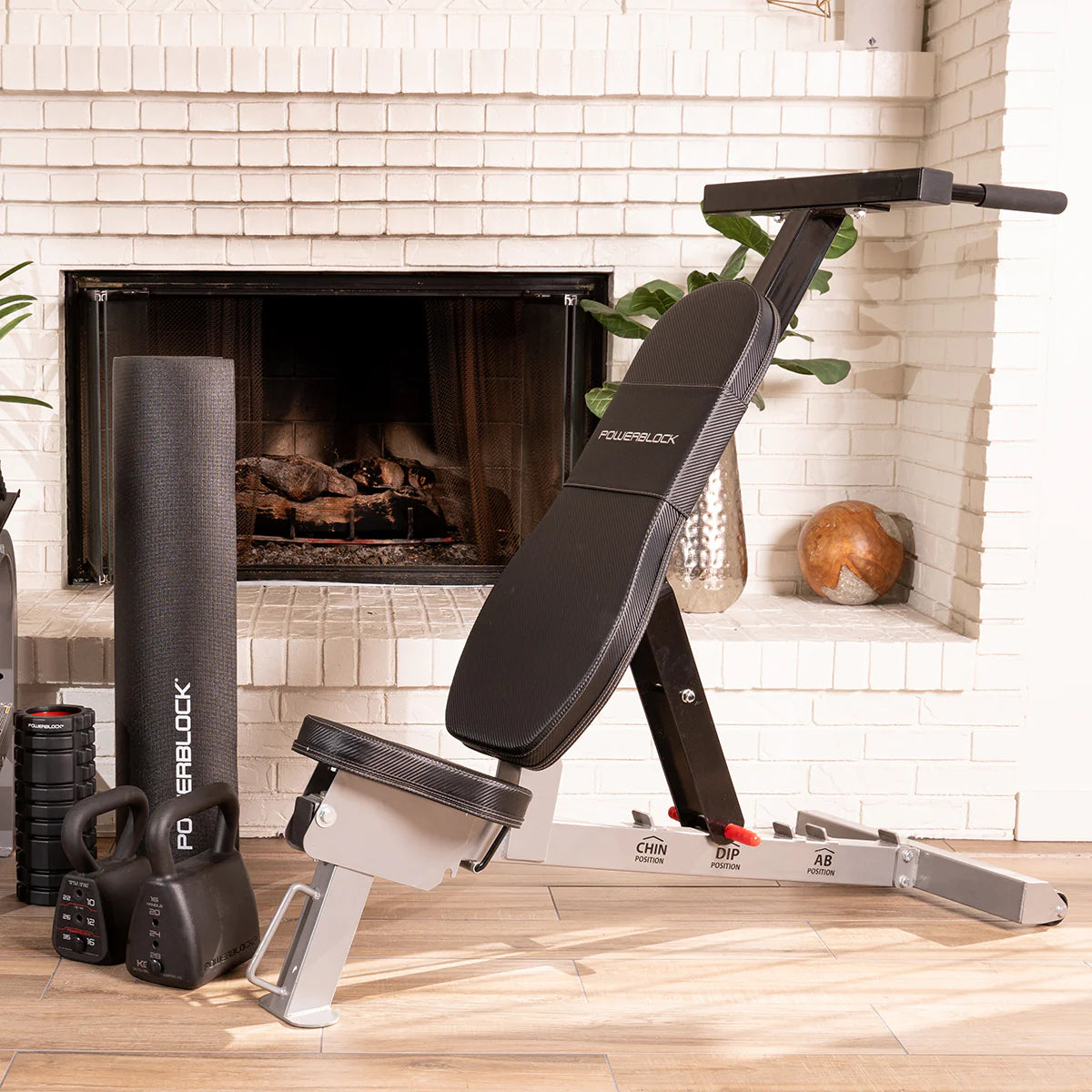 Powerblock Sport Bench Set PBBESP-SET verstellbare Bank mit Kinn-/Dip-/Bauchmuskelaufsätzen