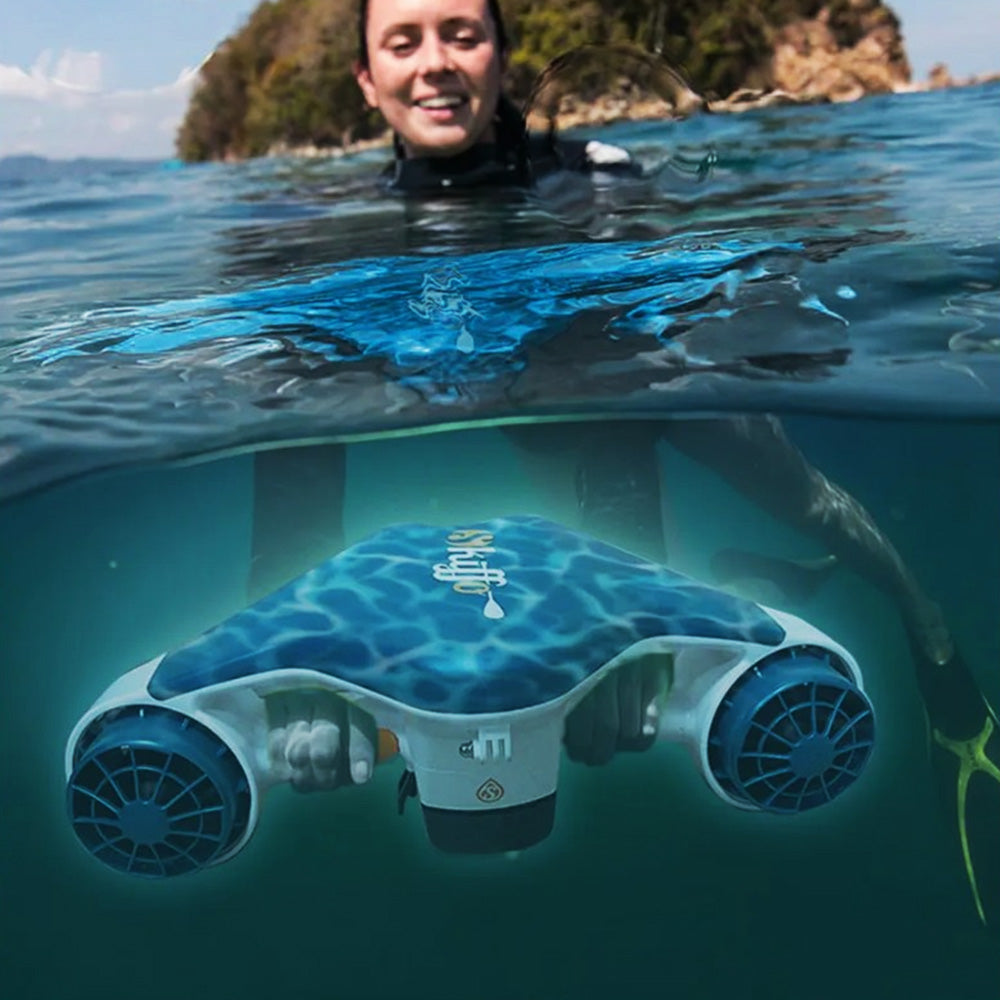 Skiffo Seaside Sea Scooter – Unterwasserscooter inkl. 1 Akku (5000 mAh), Schnorchelmaske &amp; wasserdichter Tasche