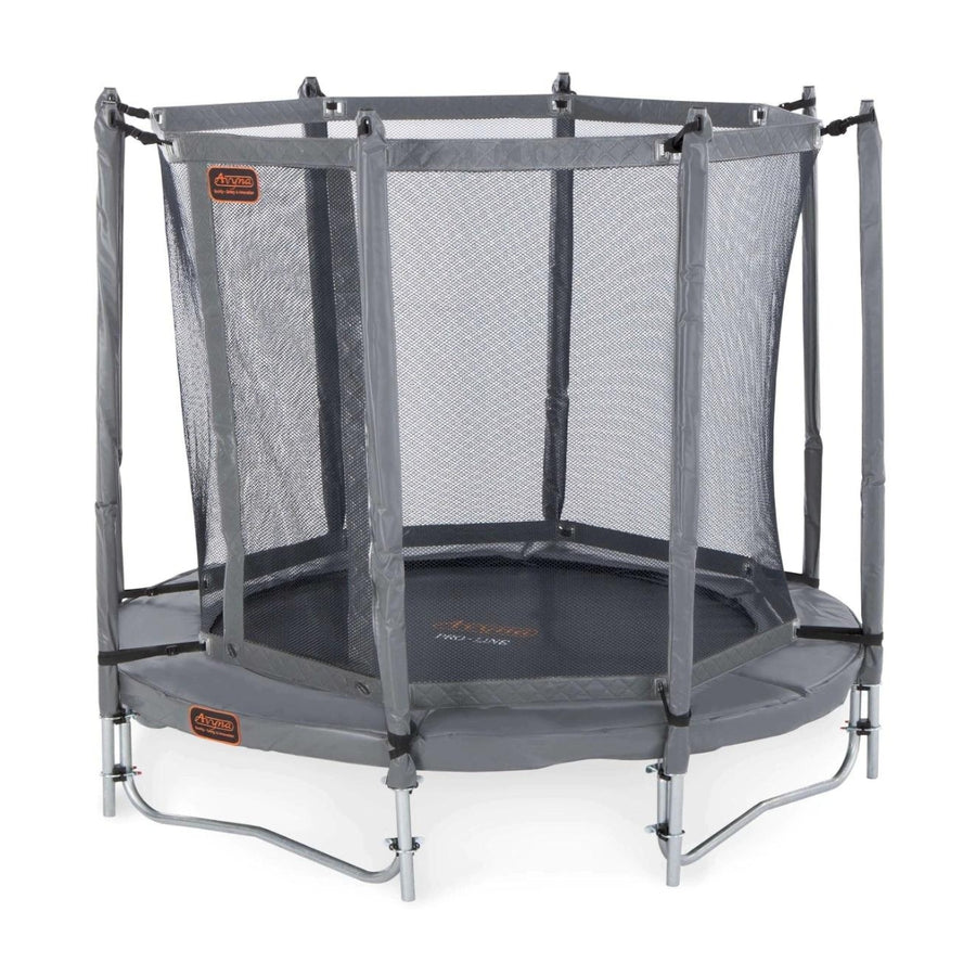 Avyna Pro-Line Aufputztrampolin rund (Ø200 cm) mit Sicherheitsnetz - grau - mit gratis Abdeckung 