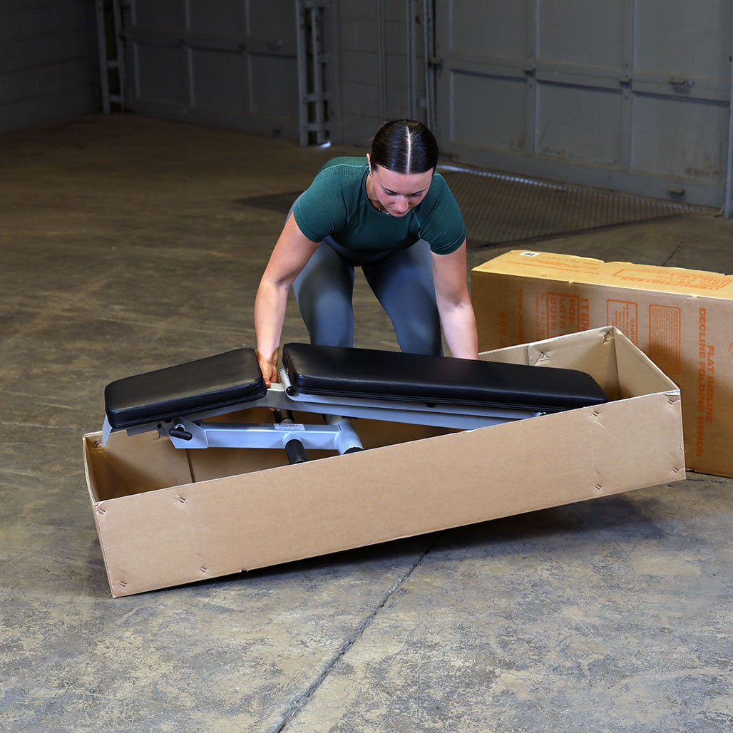 Body-Solid Powerline PFID125X – Verstellbare und vollständig zusammenklappbare Hantelbank – Schräg / Flach / Negativ