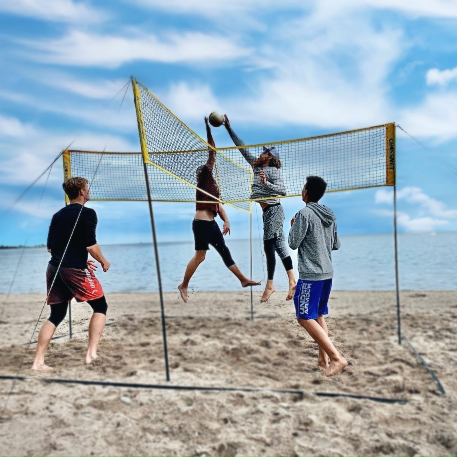 Kreuznetz für Volleyball/Badminton mit 4 Personen - multifunktional - Crossnet