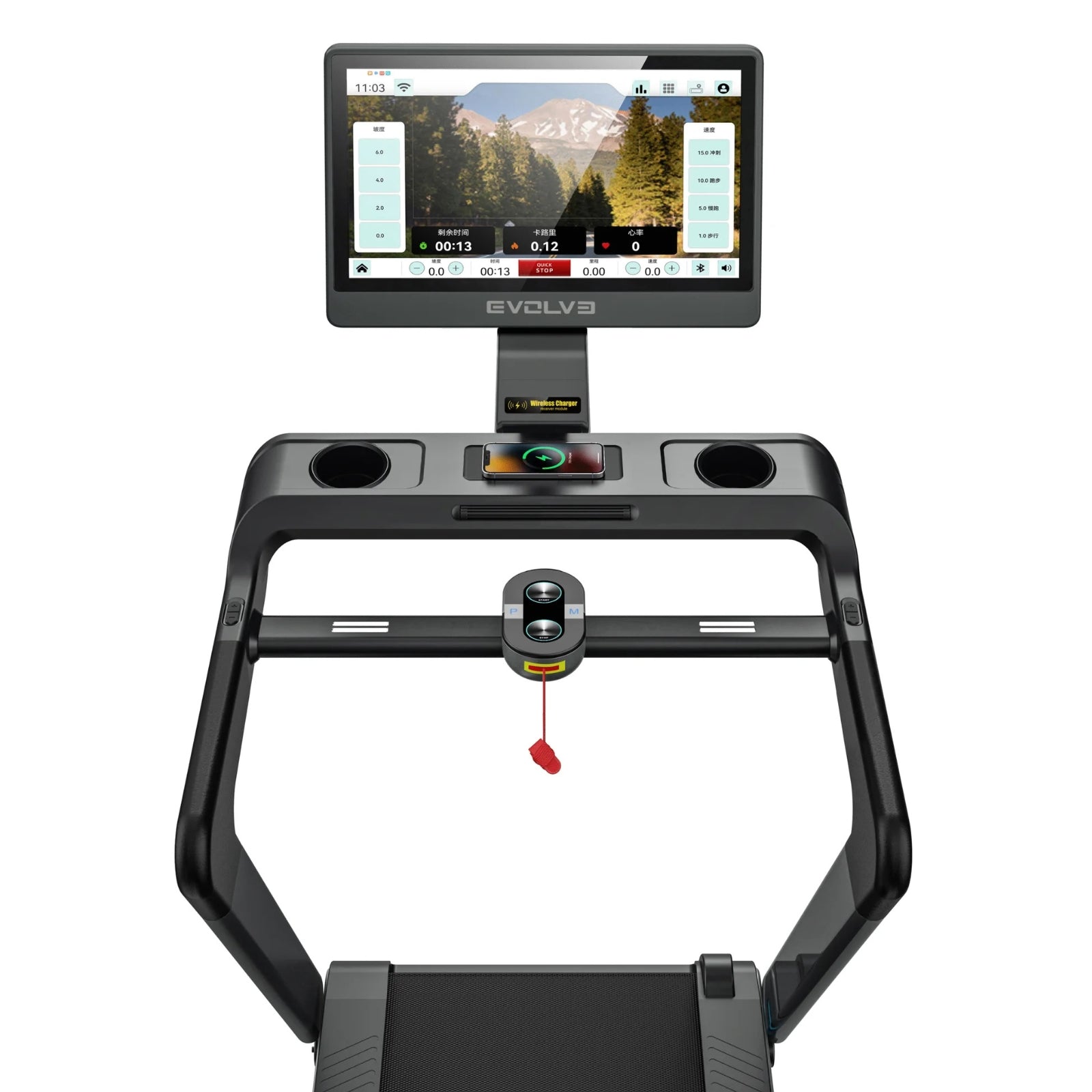 Evolve Fitness HT-300-TFT Laufband mit 23,8-Zoll-Touchscreen-Entertainment-Konsole – vollständig klappbar