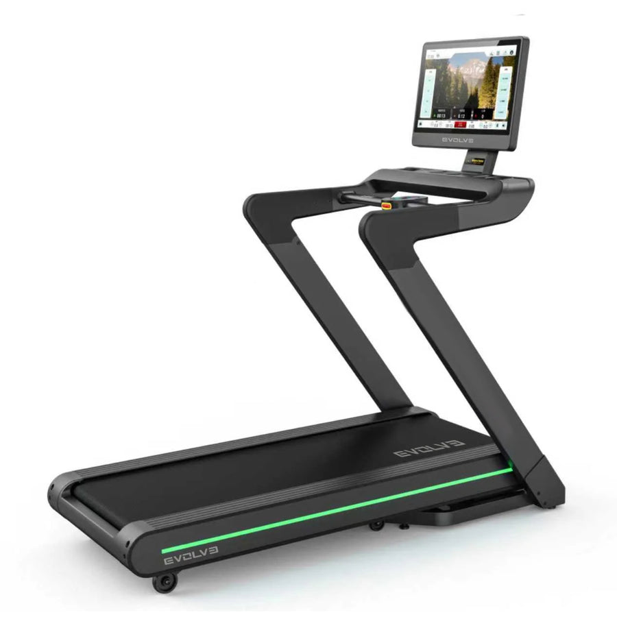 Evolve Fitness HT-300-TFT Laufband mit 23,8-Zoll-Touchscreen-Entertainment-Konsole – vollständig klappbar