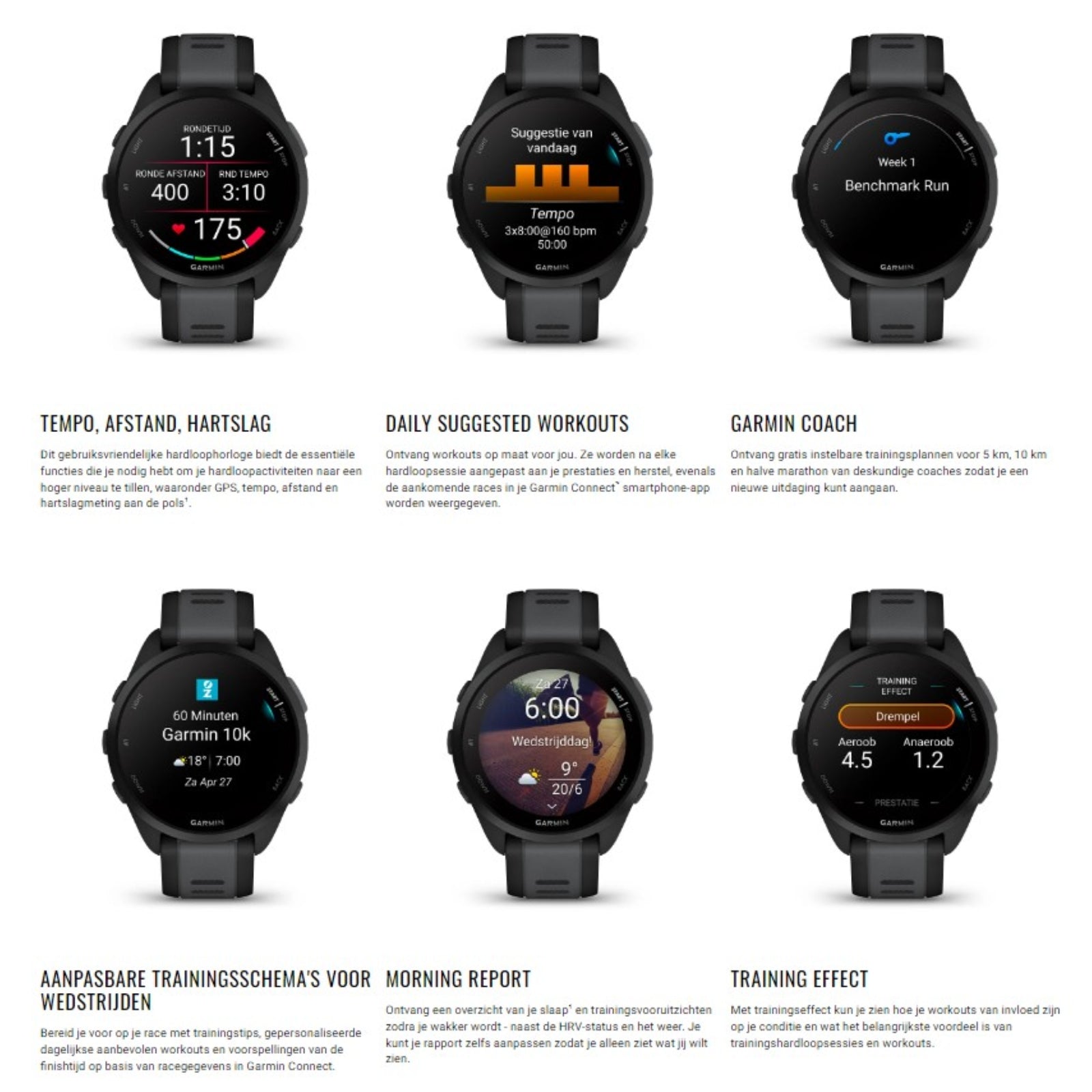 Garmin Forerunner 165 Schwarz – 43 mm – Lauf- und Multisportuhr