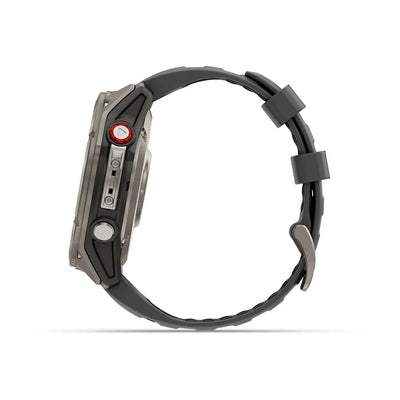 Garmin Fenix ​​8 Pro Sapphire – 51 mm / AMOLED – Titan mit graphitfarbenem/schwarzem Silikonarmband – Premium-Multisportuhr