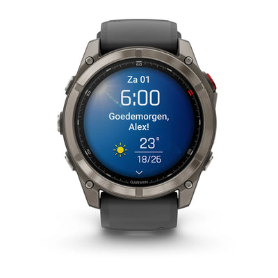 Garmin Fenix ​​8 Pro Sapphire – 51 mm / AMOLED – Titan mit graphitfarbenem/schwarzem Silikonarmband – Premium-Multisportuhr