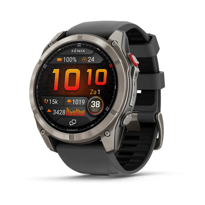 Garmin Fenix ​​8 Pro Sapphire – 51 mm / AMOLED – Titan mit graphitfarbenem/schwarzem Silikonarmband – Premium-Multisportuhr