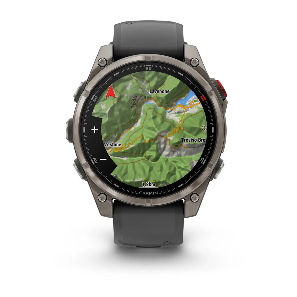 Garmin Fenix ​​8 Pro Sapphire – 47 mm / AMOLED – Titan mit graphitfarbenem/schwarzem Silikonarmband – Premium-Multisportuhr