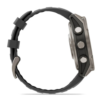 Garmin Fenix ​​8 Pro Sapphire – 47 mm / AMOLED – Titan mit graphitfarbenem/schwarzem Silikonarmband – Premium-Multisportuhr