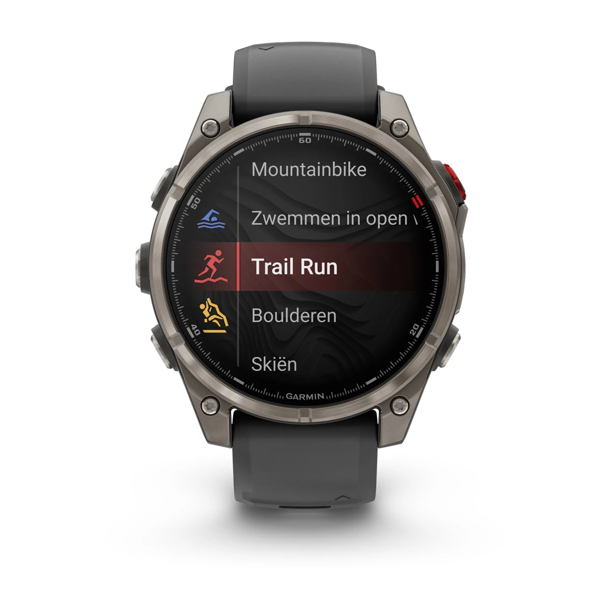 Garmin Fenix ​​8 Pro Sapphire – 47 mm / AMOLED – Titan mit graphitfarbenem/schwarzem Silikonarmband – Premium-Multisportuhr