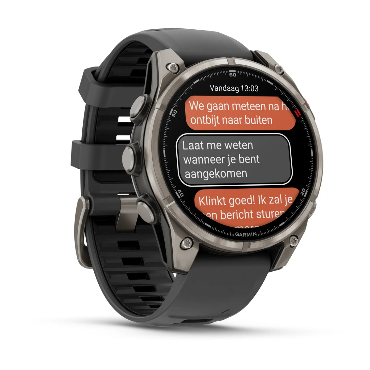 Garmin Fenix ​​8 Pro Sapphire – 47 mm / AMOLED – Titan mit graphitfarbenem/schwarzem Silikonarmband – Premium-Multisportuhr