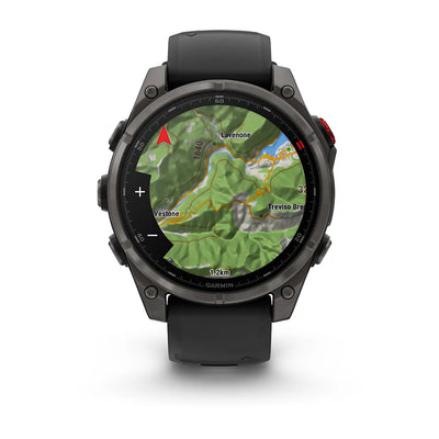 Garmin Fenix 8 Pro Sapphire - 47 mm / AMOLED - Carbon grey DLC-titanium met zwarte/pebble grey siliconen band - Premium multisport horloge