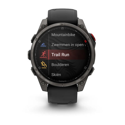 Garmin Fenix 8 Pro Sapphire - 47 mm / AMOLED - Carbon grey DLC-titanium met zwarte/pebble grey siliconen band - Premium multisport horloge