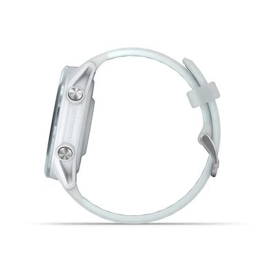 Garmin Forerunner 570 – 42 mm – Premium-Laufuhr – Wolkenblaues Aluminium mit transparentem Whitestone/Wolkenblau-Armband