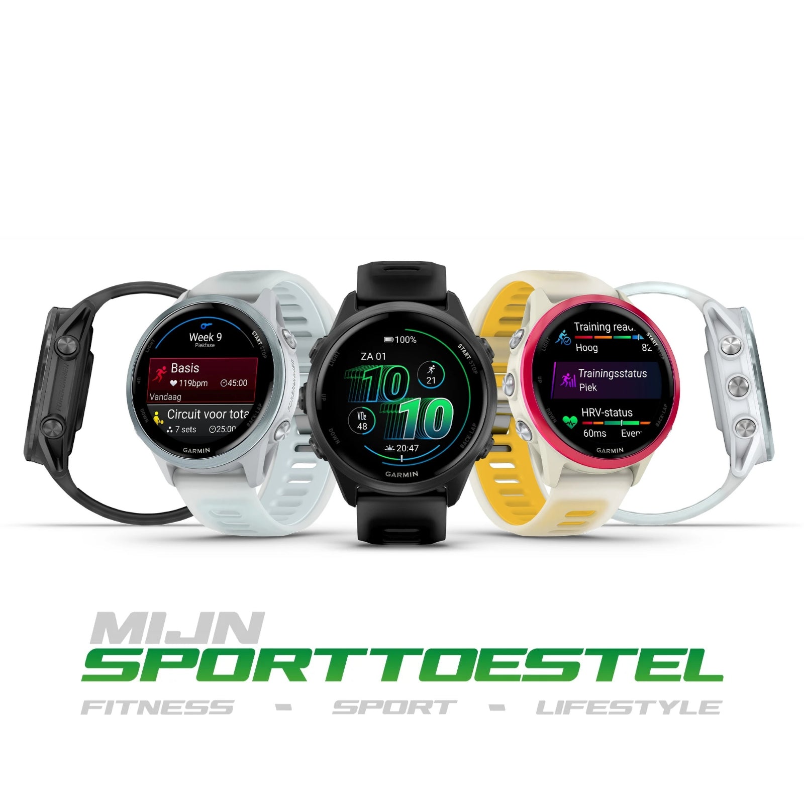 Garmin Forerunner 570 – 42 mm – Premium-Laufuhr – Himbeer-Aluminium mit transparentem Knochen-/Mango-Armband