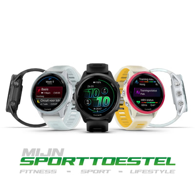 Garmin Forerunner 570 – 42 mm – Premium-Laufuhr – Himbeer-Aluminium mit transparentem Knochen-/Mango-Armband