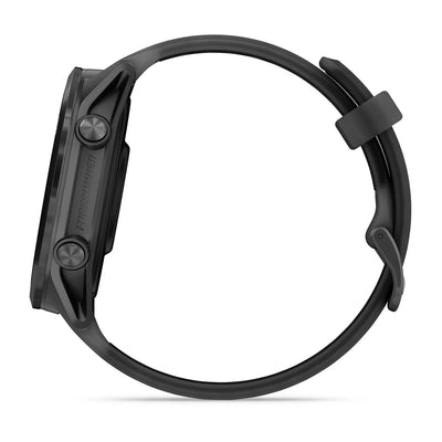 Garmin Forerunner 570 – 47 mm – Premium-Laufuhr – Schiefergraues Aluminium mit transparentem schwarz/schwarzem Armband