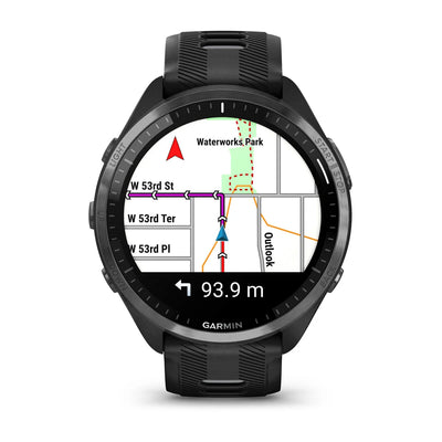 Garmin Forerunner 965 Schwarz mit gelb-schwarzem Silikonarmband – 47 mm – Premium-Lauf- und Multisportuhr