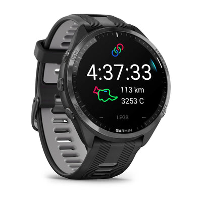 Garmin Forerunner 965 Schwarz mit gelb-schwarzem Silikonarmband – 47 mm – Premium-Lauf- und Multisportuhr