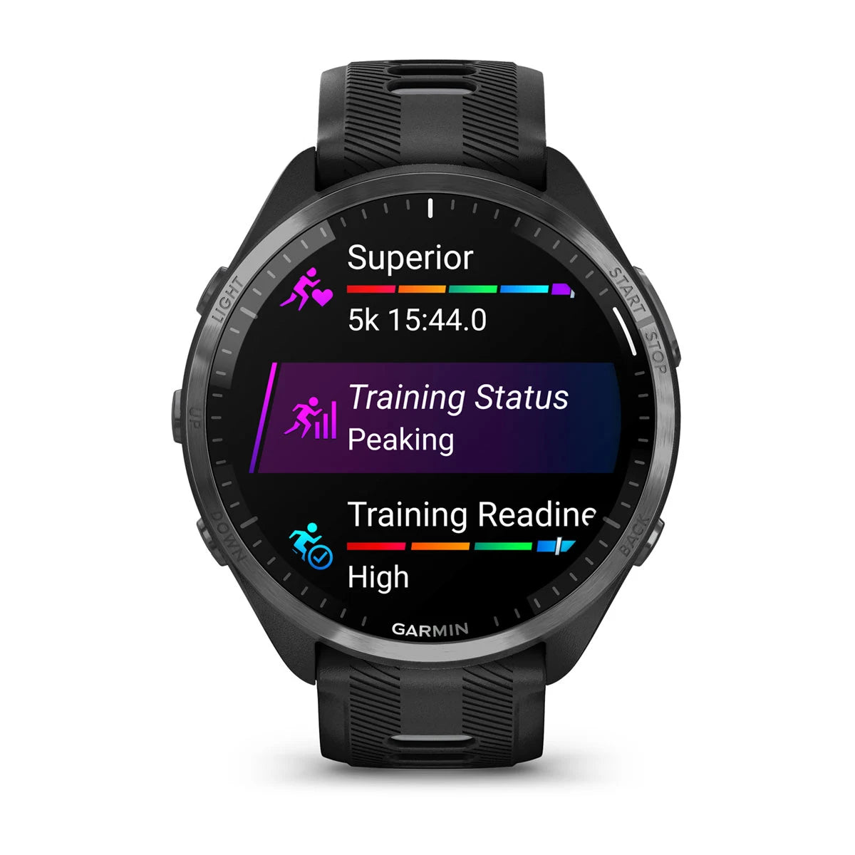 Garmin Forerunner 965 Schwarz mit gelb-schwarzem Silikonarmband – 47 mm – Premium-Lauf- und Multisportuhr