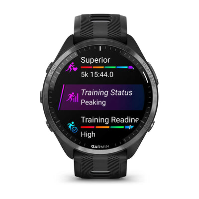 Garmin Forerunner 965 Schwarz mit gelb-schwarzem Silikonarmband – 47 mm – Premium-Lauf- und Multisportuhr