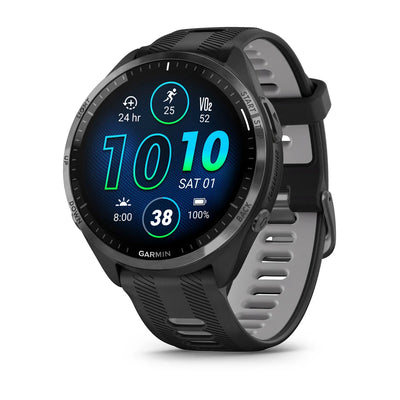 Garmin Forerunner 965 Schwarz mit gelb-schwarzem Silikonarmband – 47 mm – Premium-Lauf- und Multisportuhr