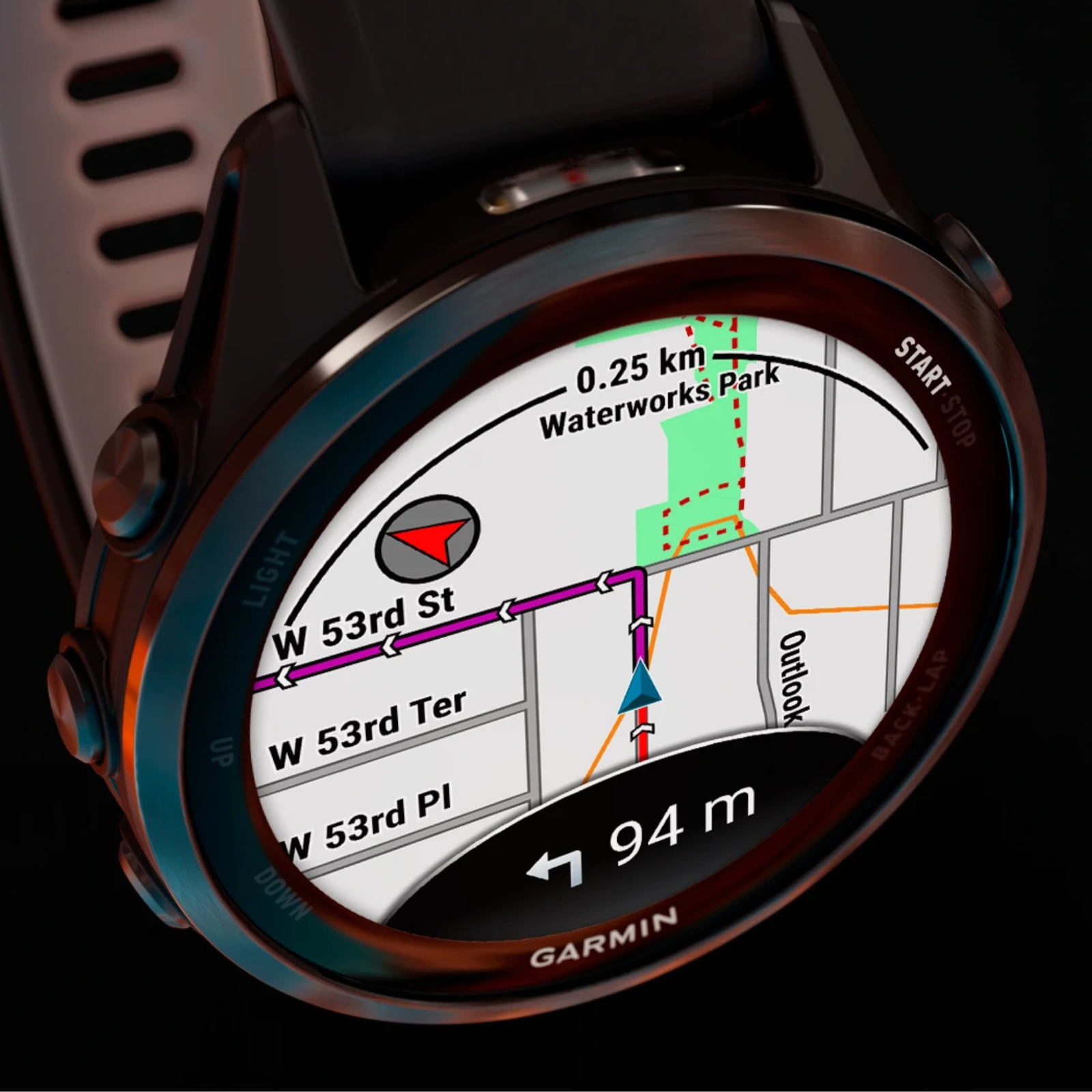 Garmin Forerunner 970 – 47 mm – Premium-Laufuhr – Carbongraues DLC-Titan mit schwarzem Gehäuse und schwarz/transparentem Whitestone-Armband
