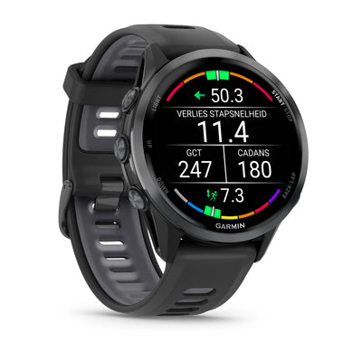 Garmin Forerunner 970 – 47 mm – Premium-Laufuhr – Carbongraues DLC-Titan mit schwarzem Gehäuse und schwarz/transparentem Whitestone-Armband