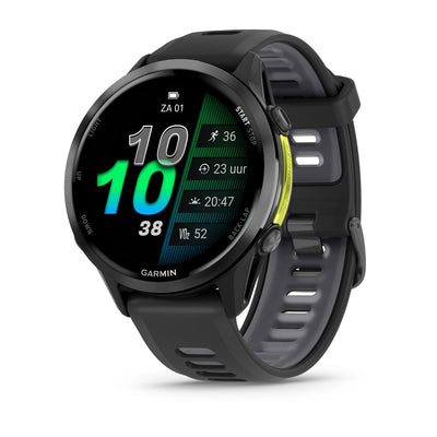 Garmin Forerunner 970 – 47 mm – Premium-Laufuhr – Carbongraues DLC-Titan mit schwarzem Gehäuse und schwarz/transparentem Whitestone-Armband