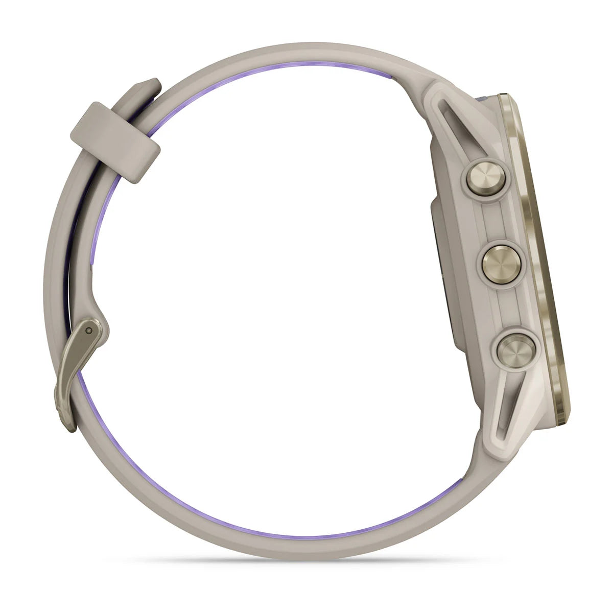 Garmin Forerunner 970 – 47 mm – Premium-Laufuhr – Weiches Goldtitan mit Gehäuse in Französischgrau und Armband in Französischgrau/transparentem Indigo