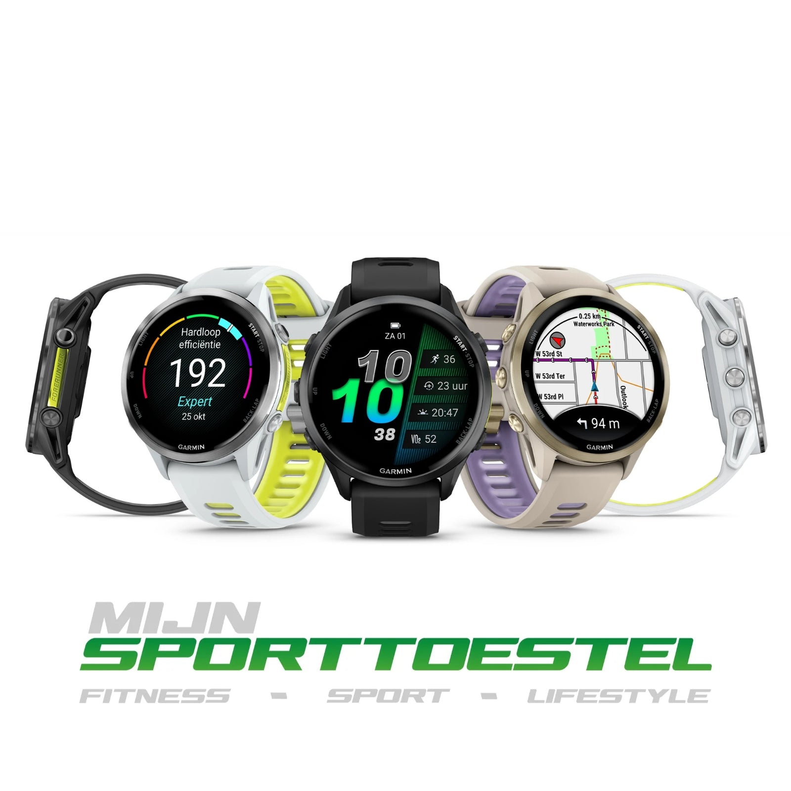 Garmin Forerunner 970 – 47 mm – Premium-Laufuhr – Titan mit Whitestone-Gehäuse und Whitestone-/transparentem und gelbem Armband