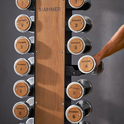 Hammer Maximum Haltertoren Exclusive - Dumbbells met opslagrek - Eikenhout