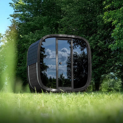 Außensauna für 4 Personen - Holl's Black Cube Onyxia Thermoholz