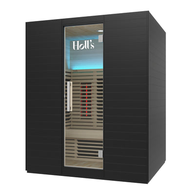Zwarte Hybride Combi Sauna (infrarood & stoom) voor 3 personen - Holl's Hybrid Symbioz 160